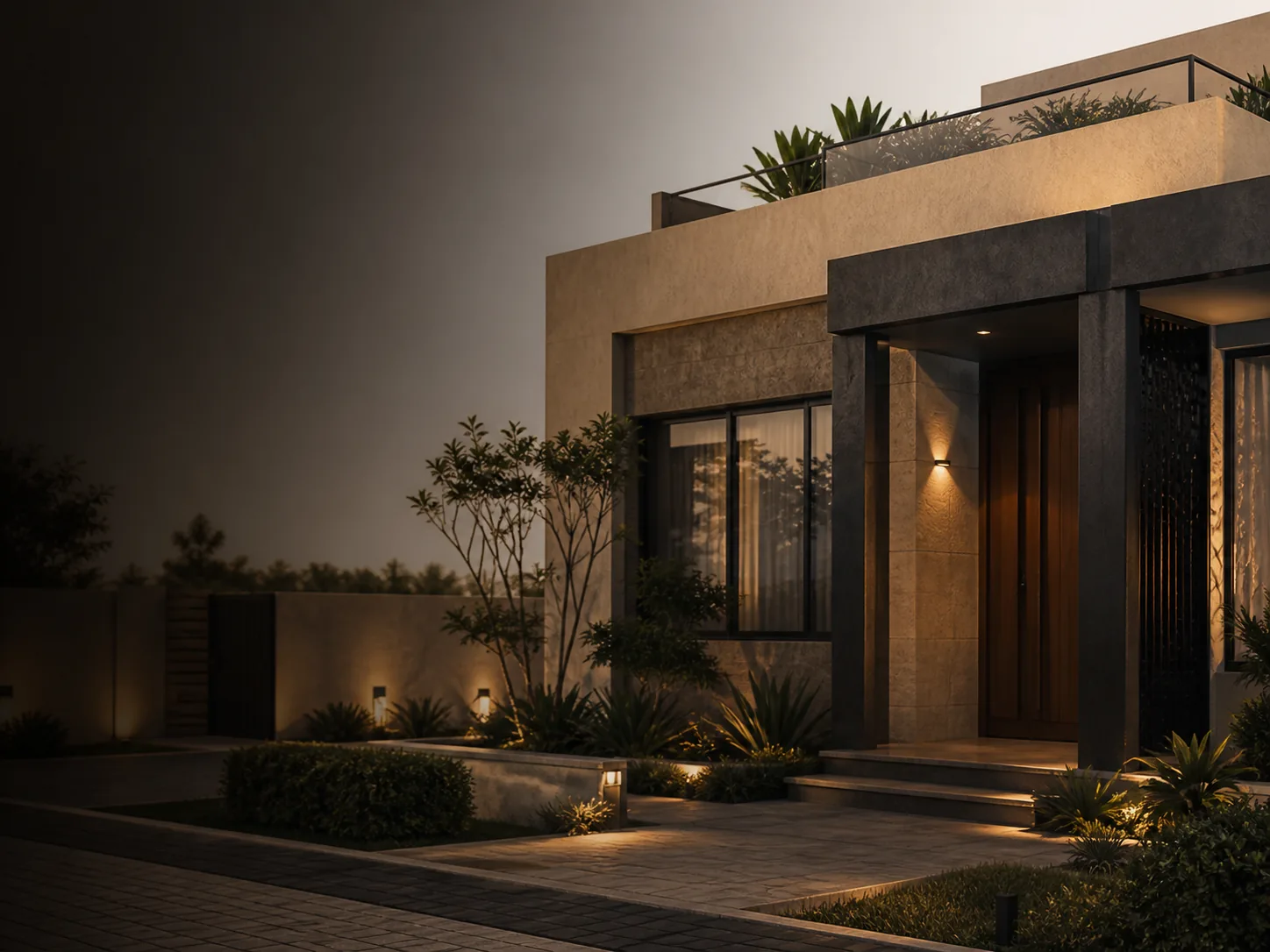 Contemporary Egyptian home at sunset