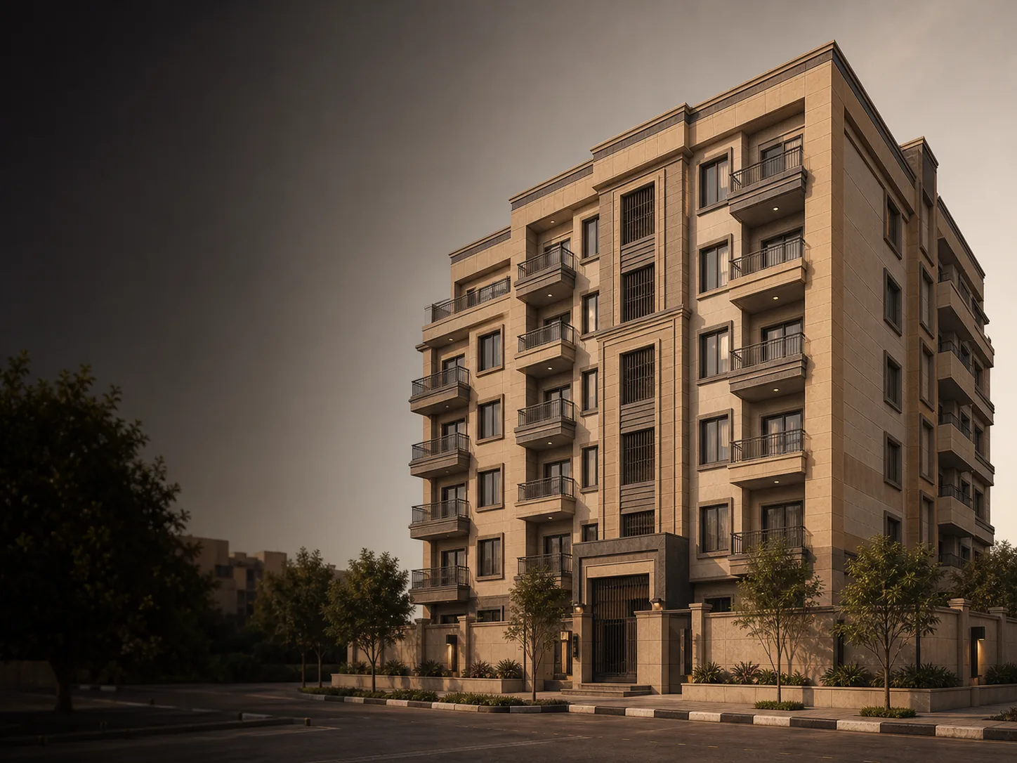 Mid-rise residential apartment building