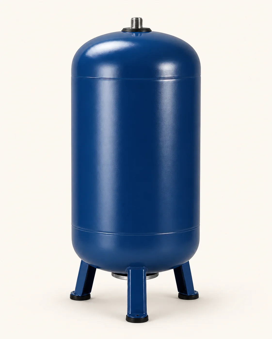 Blue vertical water pressure tank
